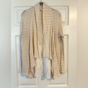 Anthropologie - Beige Open-Front Knit Cardigan Sweater